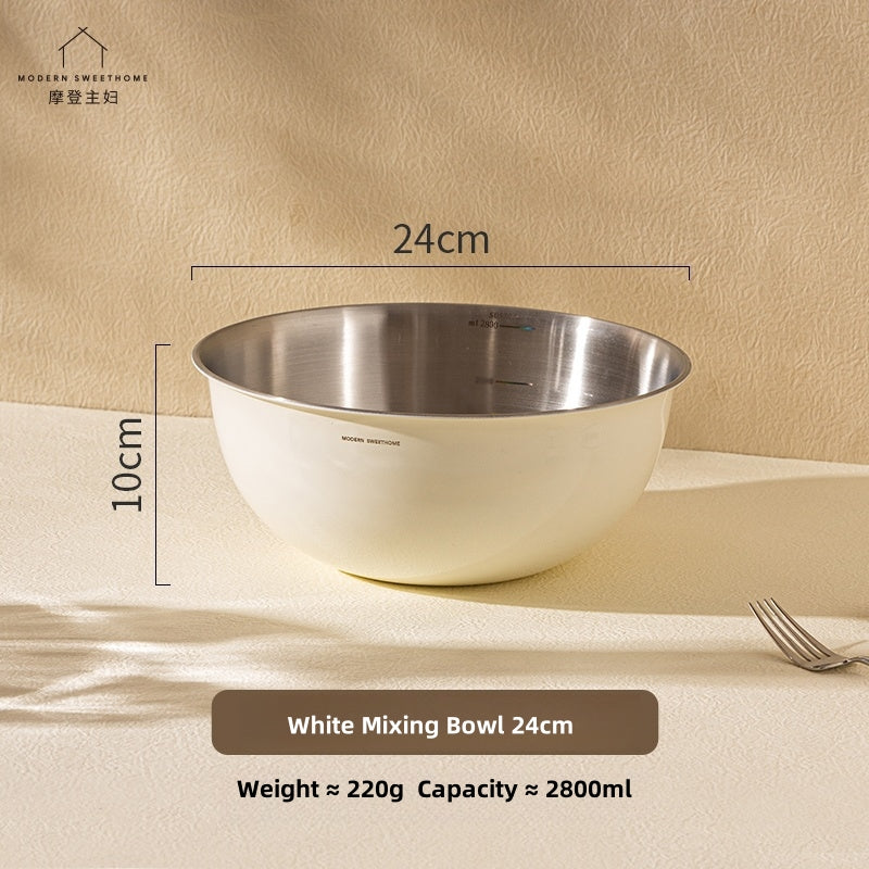 MONAZONE Premium 304 Stainless Steel Mixing Bowls Set - Heavy Duty, French Style Kitchenware with Measurement Marks,  Mixing & Food Prep