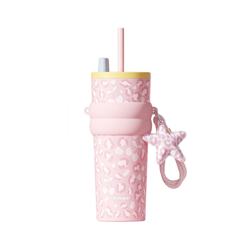 Sidagar Aurora Leopard 710ml Ceramic-Lined Straw Tumbler