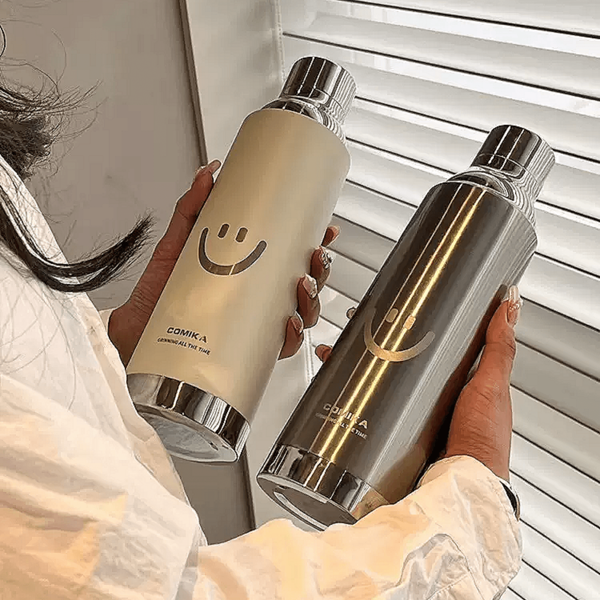 COMIKA Smile Face Thermal Bottle 780ml Vacuum Insulated Bottle Stainless Steel Coffee Cup