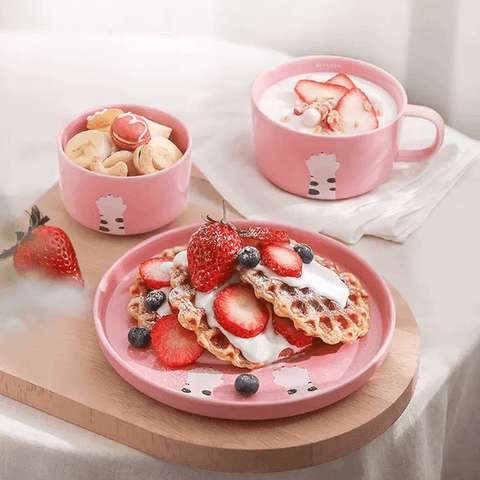 Buydeem cat claw ceramic dinnerware 3-piece set