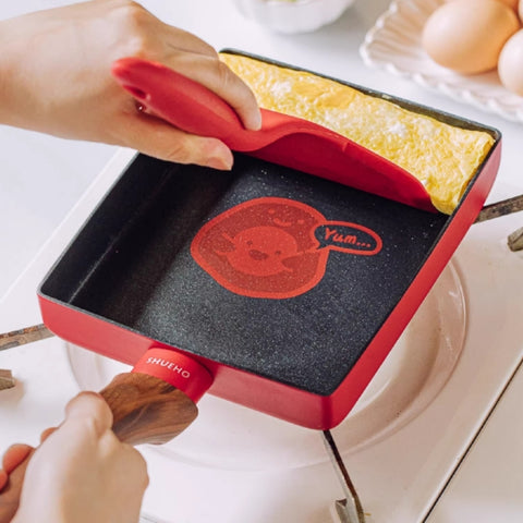 Tamagoyaki Pan with Color-Changing Temperature Display for Perfect Cooking