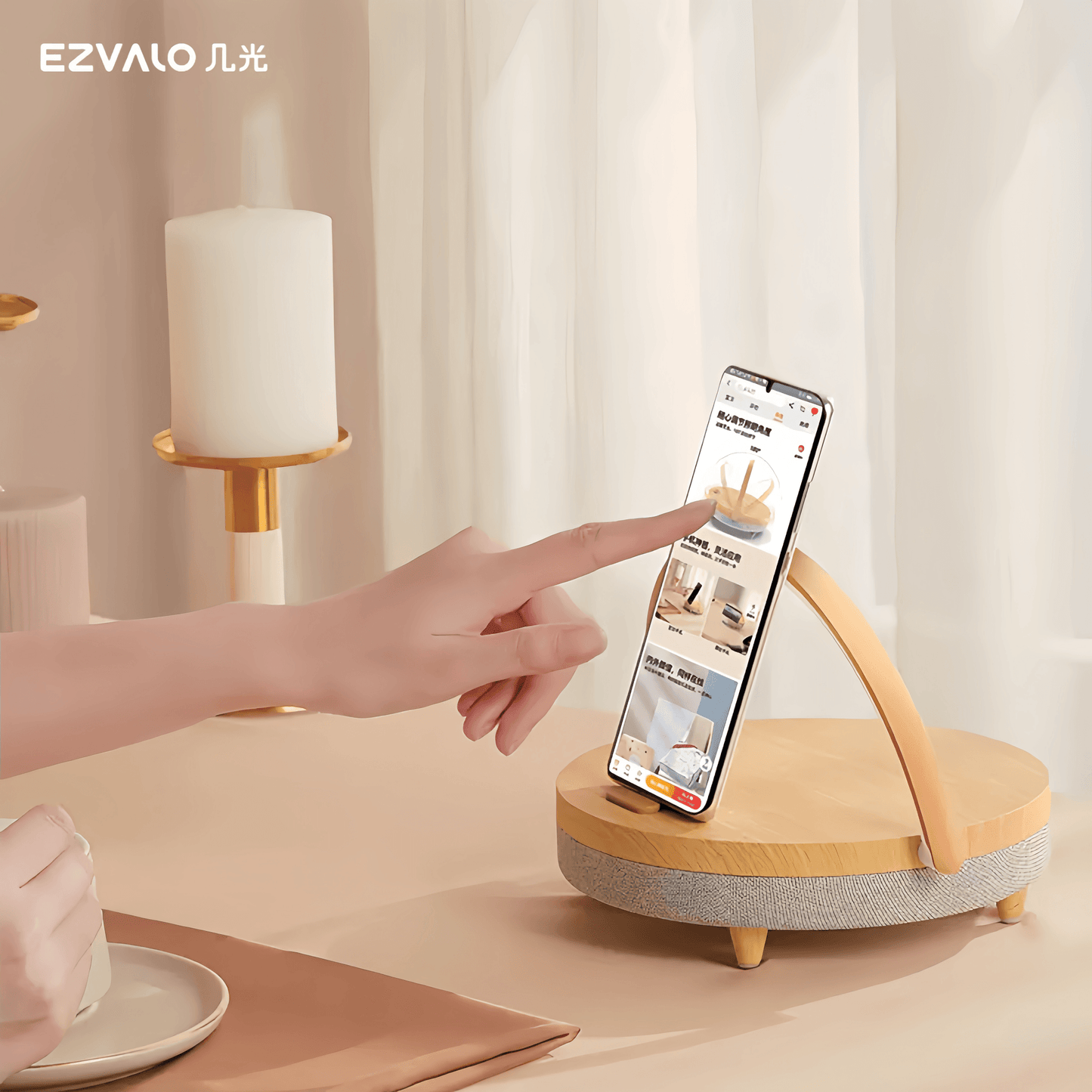 EZVALO Smart Music Table Lamp with Wireless Charger Bedside Led Night Light 4 in 1