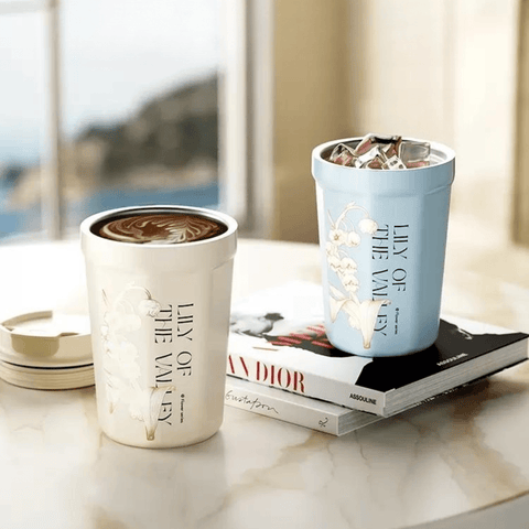 GERM Original Linglan Series Shining Coffee Cup Liner 316 Grade Stainless Steel Professional Small Drinking Mouth Snap-On Clamshell Sealed Diameter Direct Simple High Grade