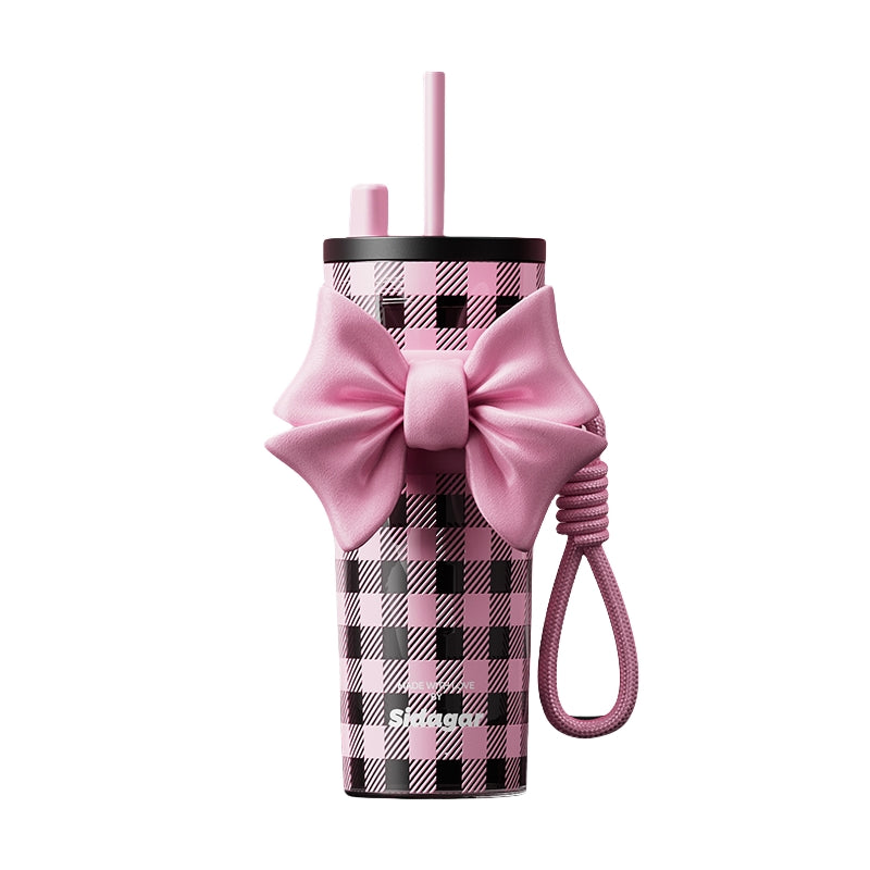 Sidagar Butterfly Dream Insulated Tumbler with Bow and Silicone Sleeve