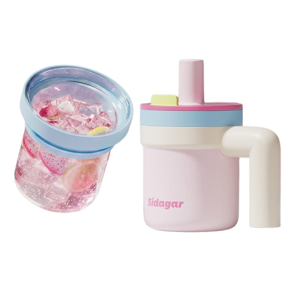 Sidagar Little Sugar Cube 2-in-1 Glass-Lined Stainless Steel Tumbler