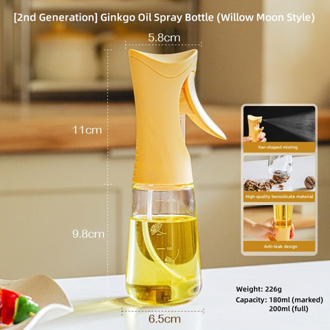 SHUEHO Premium Borosilicate Glass Oil Spray Bottle - 180ml Leak-Proof Kitchen Oil Mister with 1g Precision Control, High-Temperature Resistant & Non-Drip Design