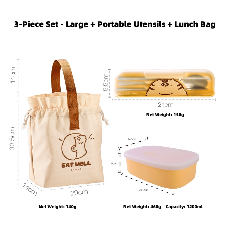 SHUEHO Silicone Bento Box - Leakproof, Microwave & Freezer Safe (-40°C~230°C), 3 Sizes (550ml/750ml/1200ml)