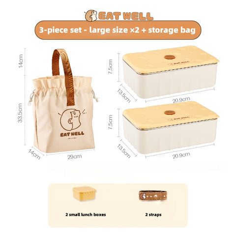 Microwave Safe Stainless Steel Lunch Box with Sauce Dipper - Double Layer Design (600ml/1200ml) | Leakproof | Dishwasher Safe | by EATWELL SHUEHO