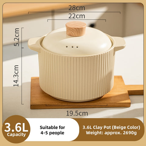 MDZF Sweet Home Softwood Series Casserole – 320°C Heat-Resistant Ceramic Pot with Cork Lid