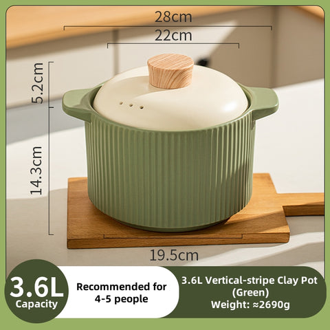 MDZF Sweet Home Softwood Series Casserole – 320°C Heat-Resistant Ceramic Pot with Cork Lid