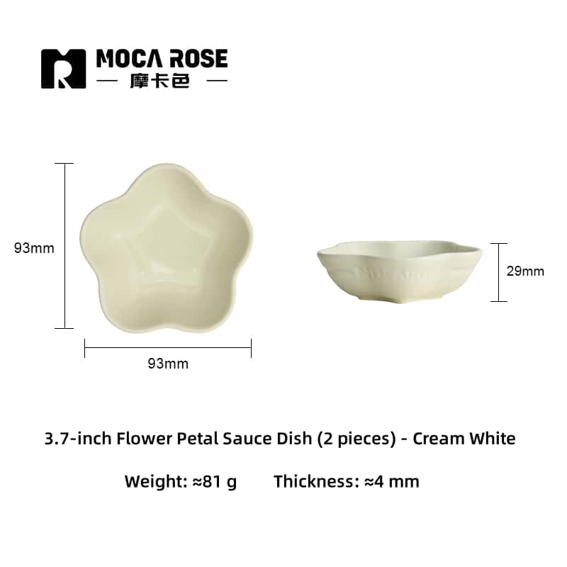 Mocarose Stoneware Petal Dipping Dishes - Oven-Safe Stackable Sauce Bowls