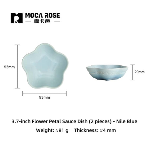 Mocarose Stoneware Petal Dipping Dishes - Oven-Safe Stackable Sauce Bowls