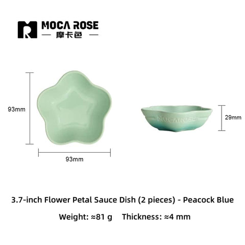 Mocarose Stoneware Petal Dipping Dishes - Oven-Safe Stackable Sauce Bowls