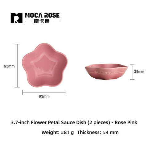 Mocarose Stoneware Petal Dipping Dishes - Oven-Safe Stackable Sauce Bowls