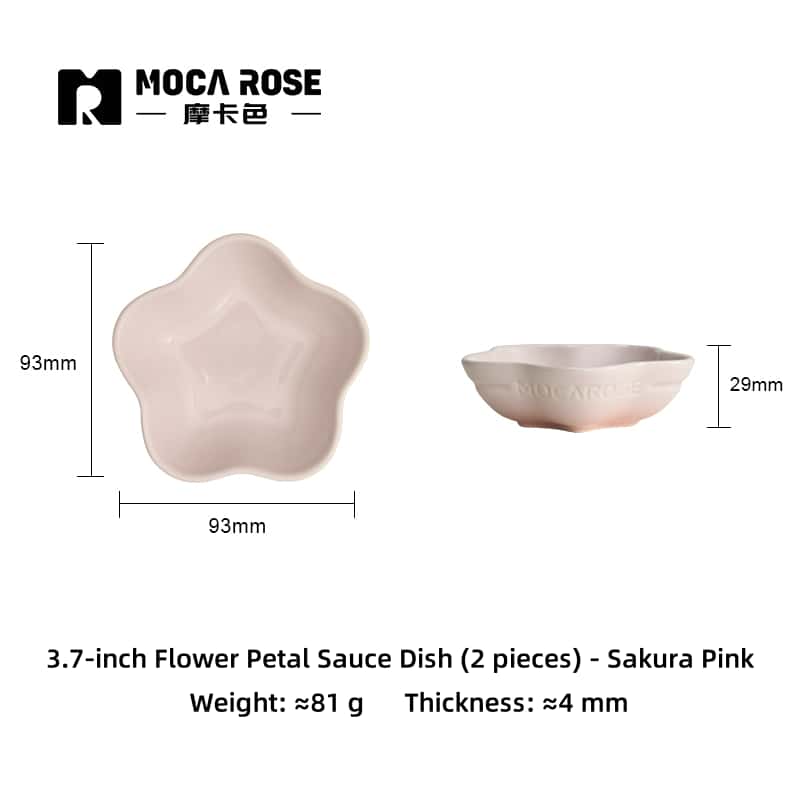 Mocarose Stoneware Petal Dipping Dishes - Oven-Safe Stackable Sauce Bowls