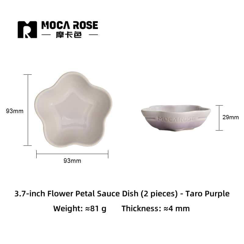 Mocarose Stoneware Petal Dipping Dishes - Oven-Safe Stackable Sauce Bowls