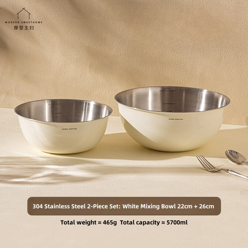 MONAZONE Premium 304 Stainless Steel Mixing Bowls Set - Heavy Duty, French Style Kitchenware with Measurement Marks,  Mixing & Food Prep