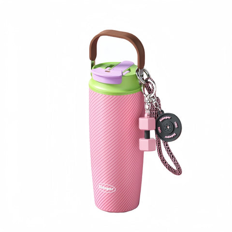 890ml Dazzling Color Stainless Steel Tumbler with Dual-Drink Lid & Textured Grip