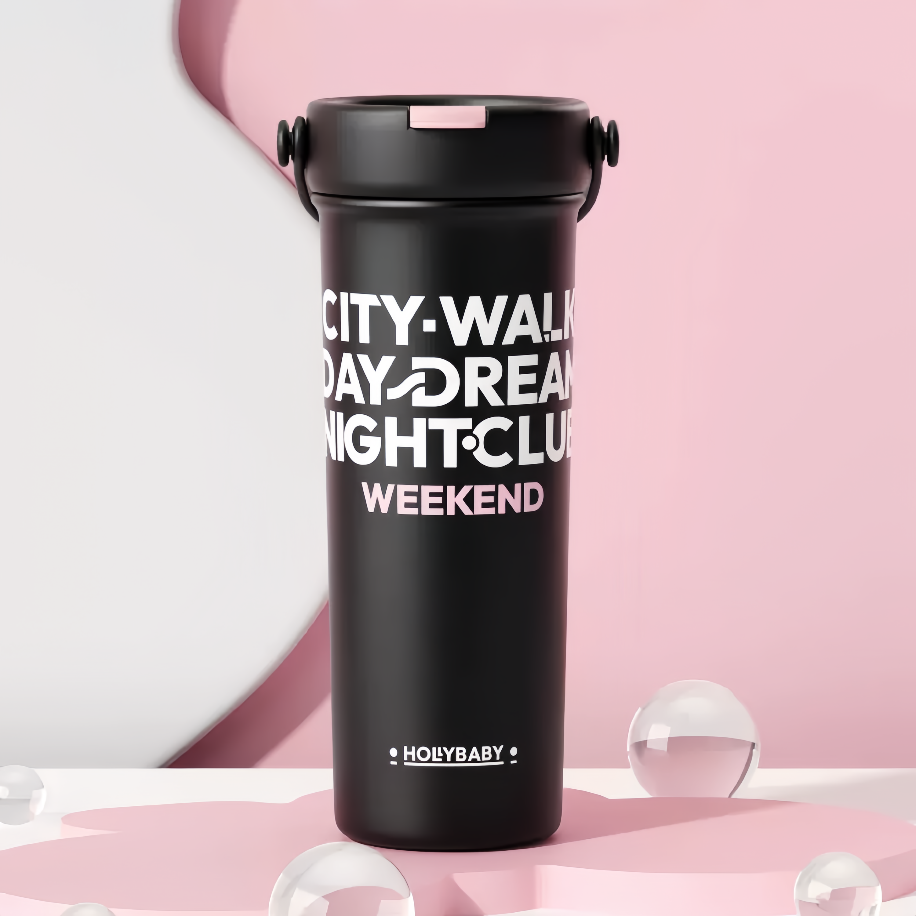 HOLLYBABY City-Walk-Day-Dream Water Straw Bottle Thermos 600ml