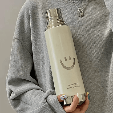 COMIKA Smile Face Thermal Bottle 780ml Vacuum Insulated Bottle Stainless Steel Coffee Cup