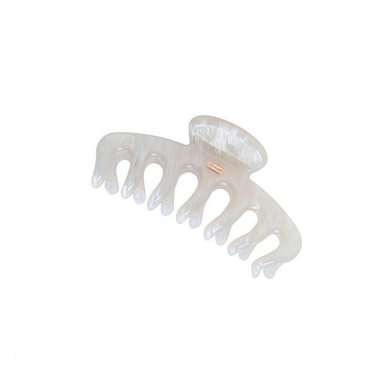 KRRAMEL Acetate Hair Claw Clip for Women – 10.5cm Large Plant-Based Cellulose Acetate Jaw Clip, Strong Hold Non-Slip Hair Accessory for Thick & Curly Hair, Lightweight Luxury French-Style Hair Claw (Lake Blue Marble)
