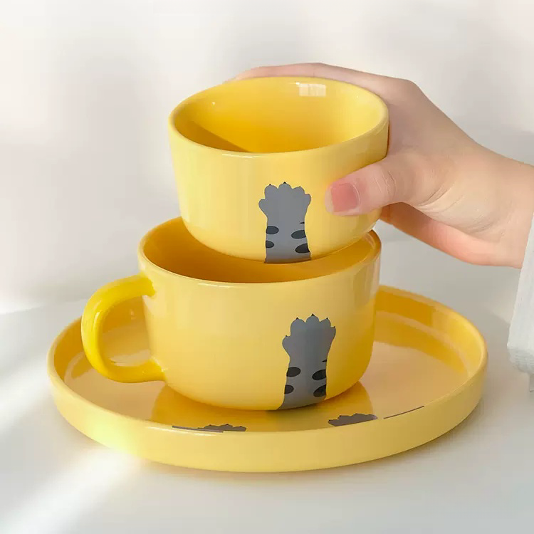 Buydeem cat claw ceramic dinnerware 3-piece set