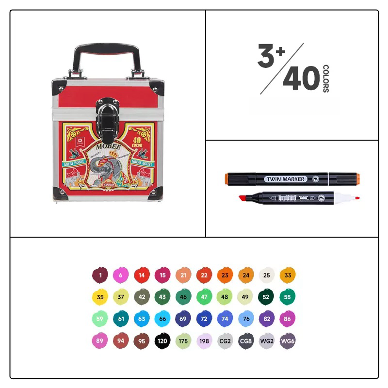 Mobee 40 color painting tools for students artist drawing painting promaker professional pen suit for art