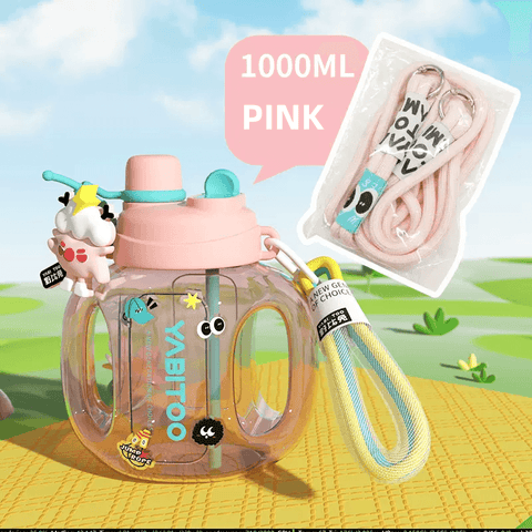 YABITOO Vitality TONTON Barrel 1,000ml Large Capacity Outing Carry Cute Double Drink STRAW Cup