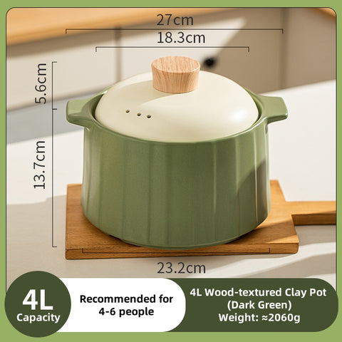 MDZF Sweet Home Softwood Series Casserole – 320°C Heat-Resistant Ceramic Pot with Cork Lid