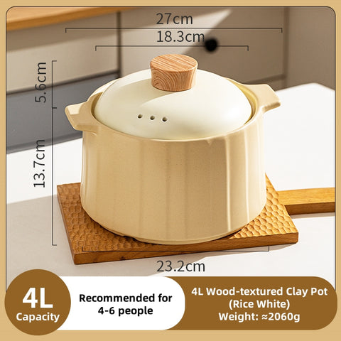 MDZF Sweet Home Softwood Series Casserole – 320°C Heat-Resistant Ceramic Pot with Cork Lid