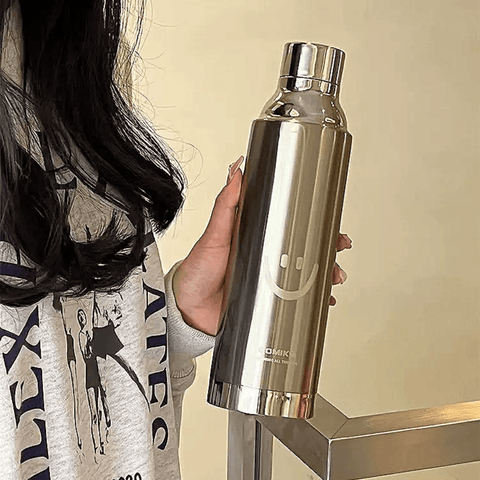 COMIKA Smile Face Thermal Bottle 780ml Vacuum Insulated Bottle Stainless Steel Coffee Cup