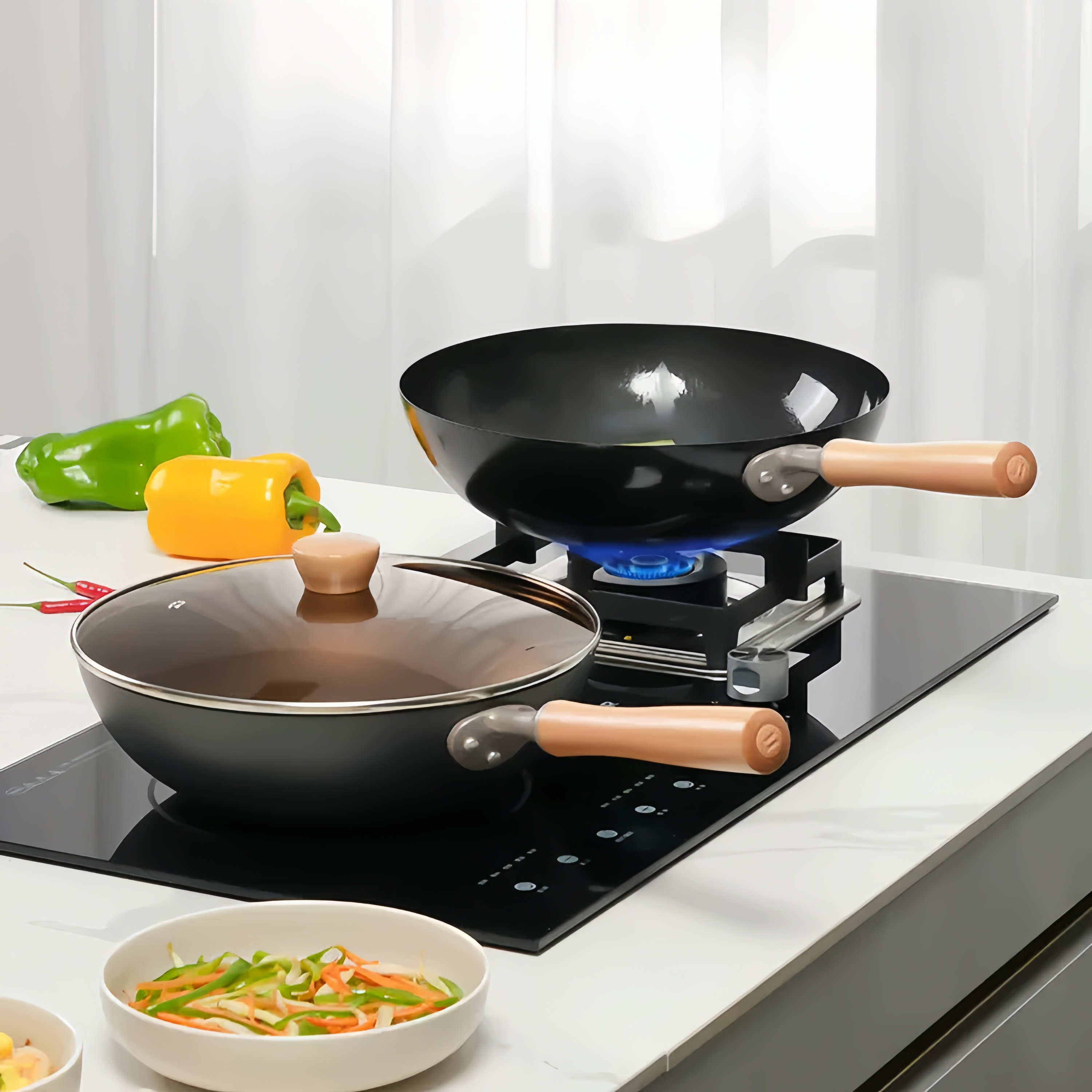 DOOROOM GUIHEQI 30&32cm Non-stick Frying Wok