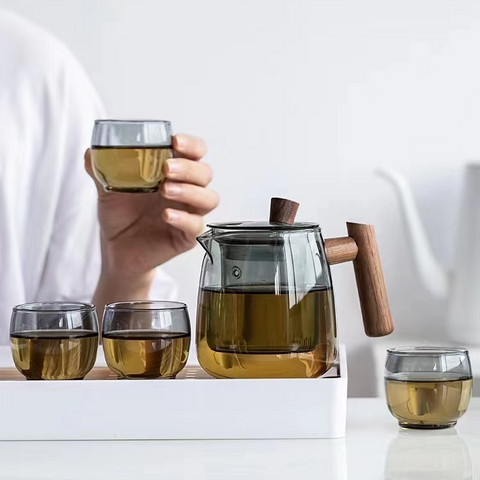 RANKE heat resistant glass tea pot & cups 5-pcs set