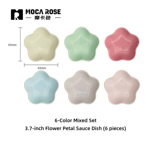 Mocarose Stoneware Petal Dipping Dishes - Oven-Safe Stackable Sauce Bowls