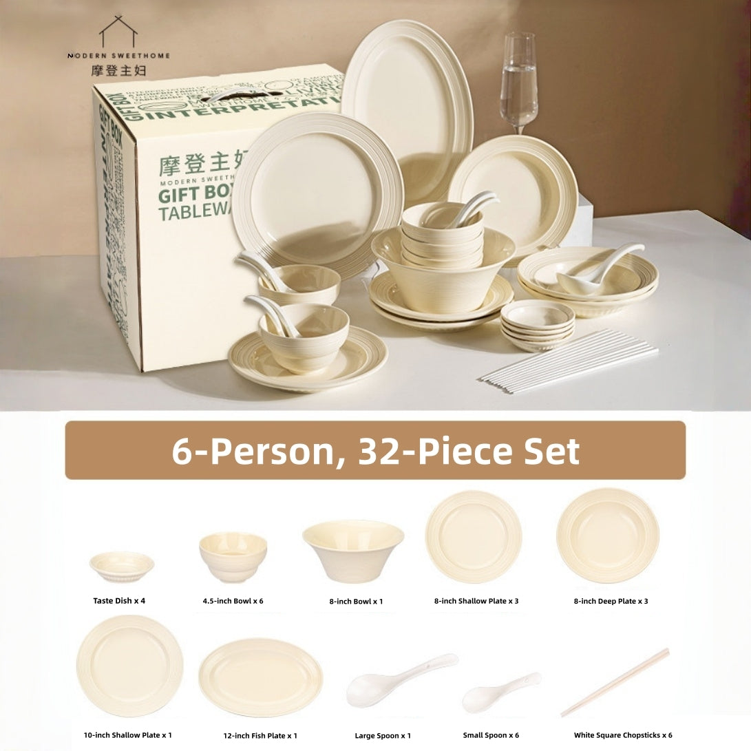 Modern Nordic Brushed Ceramic Dinnerware Set - Microwave & Oven Safe, Elegant Minimalist Tableware Collection