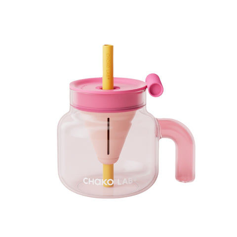 CHAKO LAB Funnel Tea Tumbler – 1150ml/670ml Borosilicate Glass Cup with Infuser & Straw