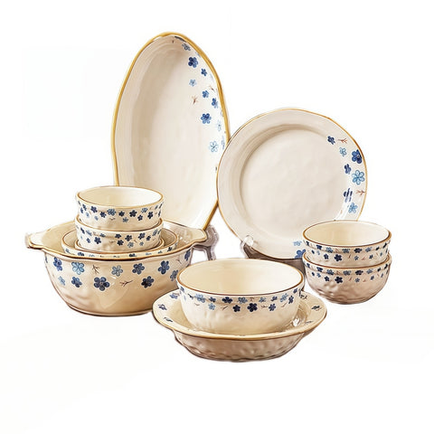 Modern Sweet Home Blue Floral Dinnerware Set
