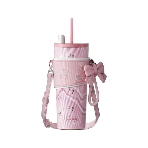 Sidagar Denim Aesthetic Insulated Tumbler with Straw & Strap