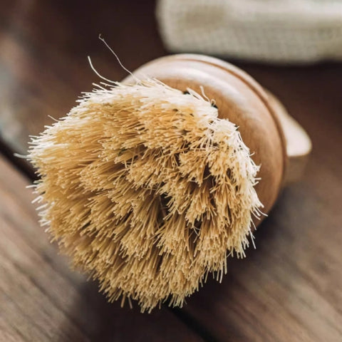 SHUEHO Natural Sisal Pot Scrubber with Detachable Handle