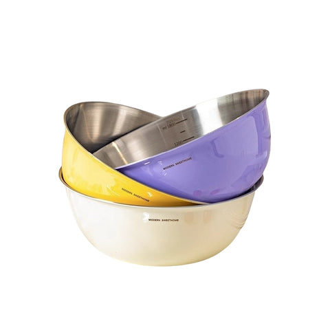 MONAZONE 304 Stainless Steel Mixing Bowl Set with Measurement Marks and Glossy Finish