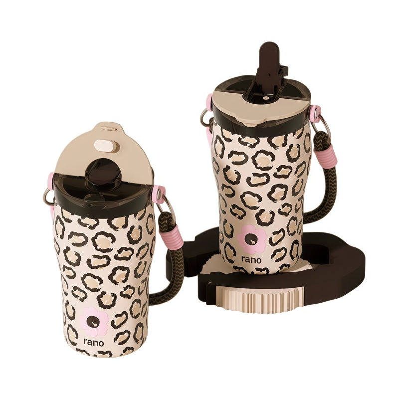 RANO Leopard Ceramic-Lined Insulated Coffee Tumbler