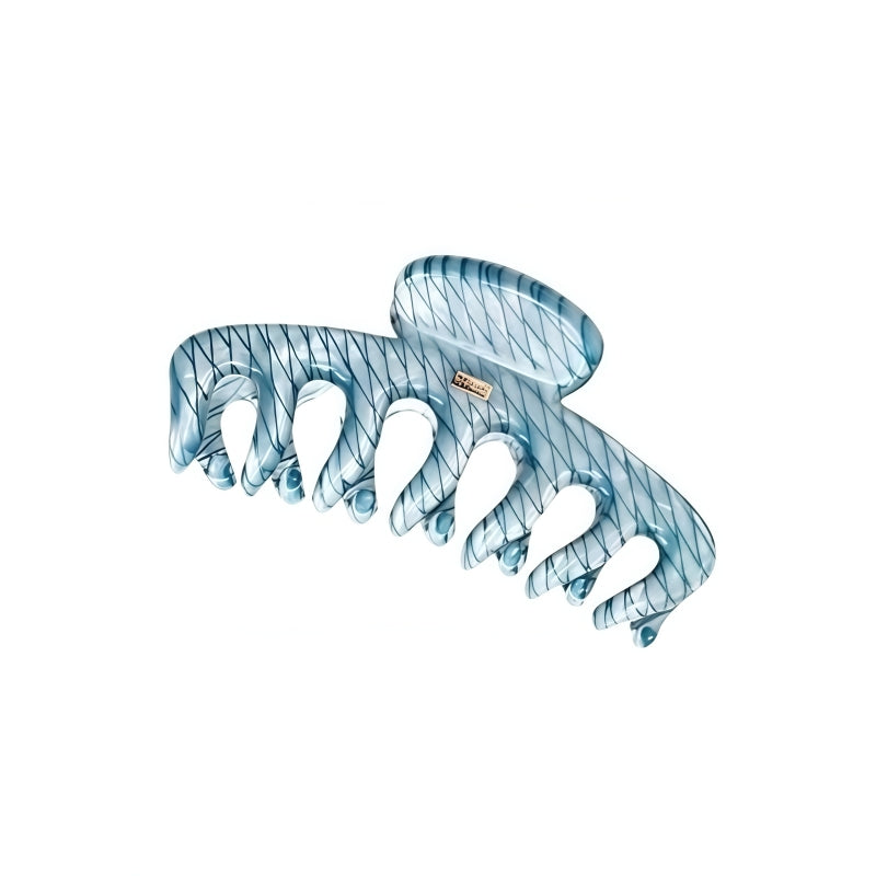 KRRAMEL Acetate Hair Claw Clip for Women – 10.5cm Large Plant-Based Cellulose Acetate Jaw Clip, Strong Hold Non-Slip Hair Accessory for Thick & Curly Hair, Lightweight Luxury French-Style Hair Claw (Lake Blue Marble)