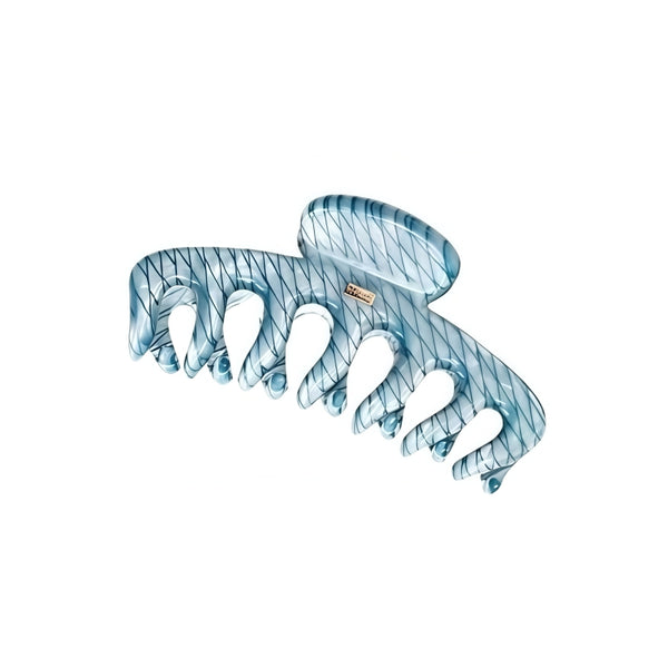 KRRAMEL Acetate Hair Claw Clip for Women – 10.5cm Large Plant-Based Cellulose Acetate Jaw Clip, Strong Hold Non-Slip Hair Accessory for Thick & Curly Hair, Lightweight Luxury French-Style Hair Claw (Lake Blue Marble)