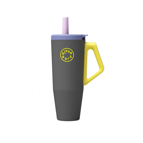 BloomMark 1100ml (40oz) One-Handed Insulated Tumbler with Straw & Handle
