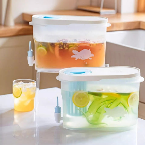 3.9L Refrigerator Water Pitcher with Spout - BPA-Free, Dual Filter, Space-Saving Design for Cold & Hot Drinks