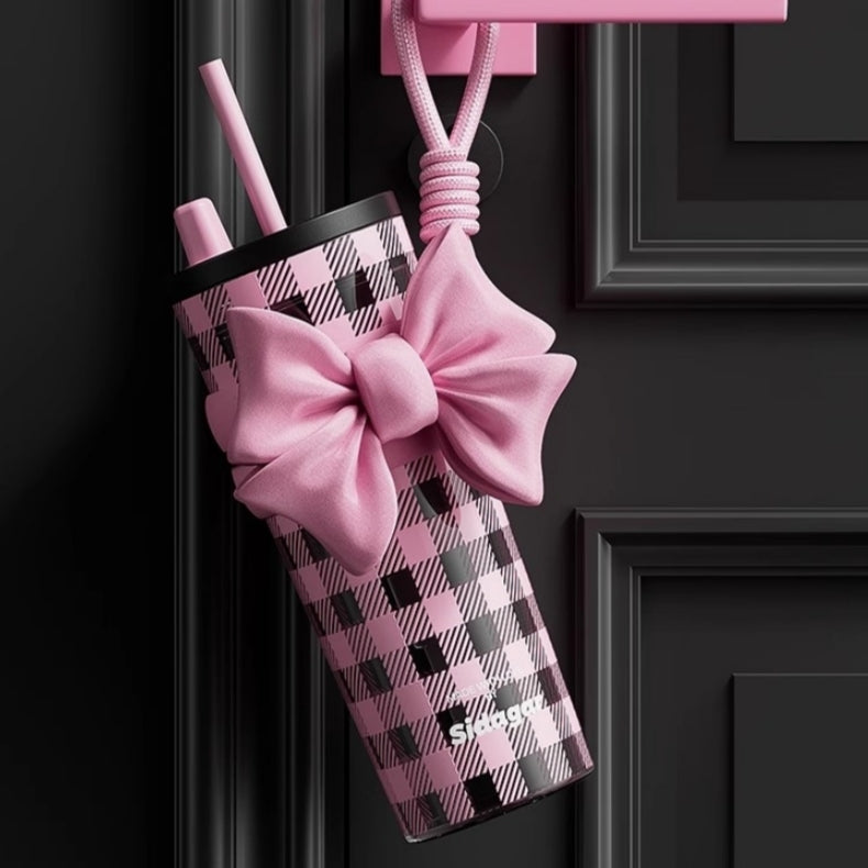 Sidagar Butterfly Dream Insulated Straw Tumbler - 710ml BPA-Free Tritan Cup with Elegant Bow Design