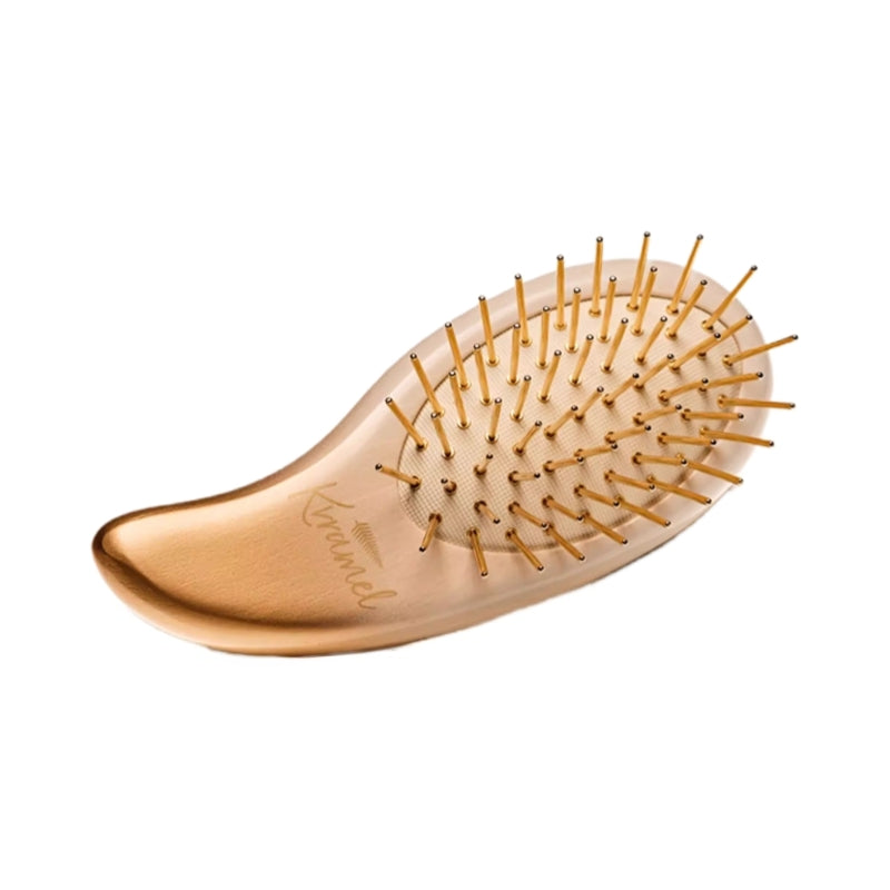 Kramel AURIKAT Pea 24K Gold Plated Comb | Luxury Scalp Massager & Detangling Hair Brush for Women
