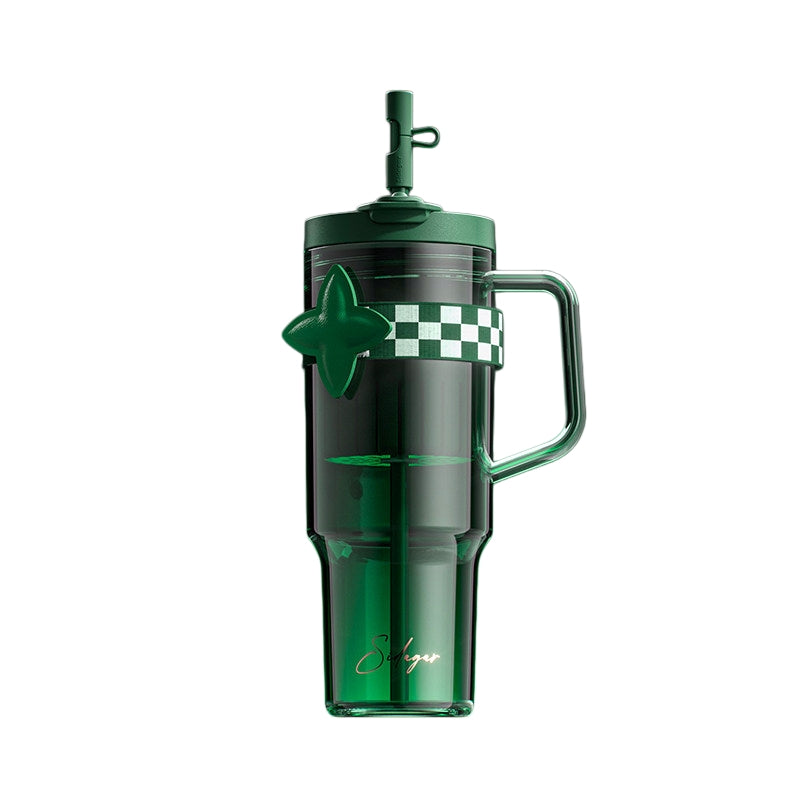 Sidagar Gradient Tritan Water Bottle 1200ml | 40oz BPA-Free Half Gallon Motivational Water Jug | Leak-Proof Reusable Large Drinking Bottle with Straw, Tea Infuser & Dual Lids – for Gym, Office & Car Cup Holder