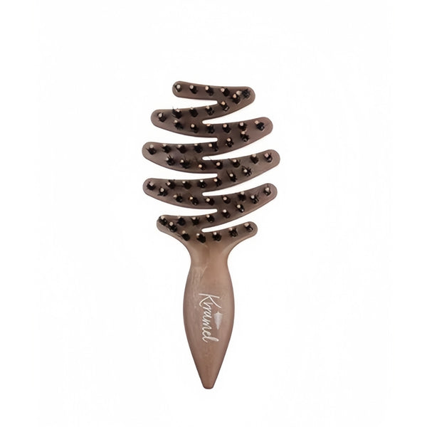 Krramel PINEBOLE Mini Detangling Hairbrush, 12cm Portable Travel Boar Bristle Brush with 10° Concave Design for Volume and Shine