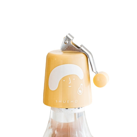 SHUEHO press-seal wine stopper in red/yellow/beige sealing wine bottle